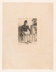 Old Man in Military Costume, Sitting by a Fireplace by Leon Augustin Lhermitte
