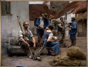 The Payroll of Peasant Harvesters in a Farm Yard by Leon Augustin Lhermitte