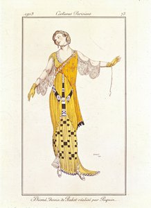 Dioné, Drawing by Bakst Made by Jeanne Paquin. Costumes Parisiens No.73