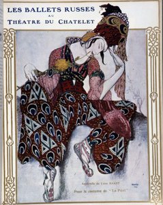 Les Ballets Russians au theatre du Chatelet: costume for "La Peri" - watercolor by Bakst, cov. in "Comoedia illustrated"