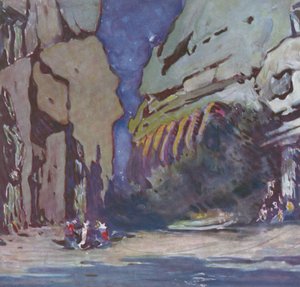 Scenery design for a Hindu Ballet, probably Le Dieu Bleu