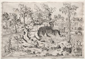 Landscape with Putti by Leon Davent
