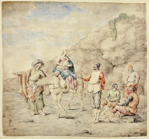 Holy Family Passing Four Men by Leonard Bramer