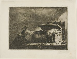 Still Life with Travelling Trunk by Leonard Bramer