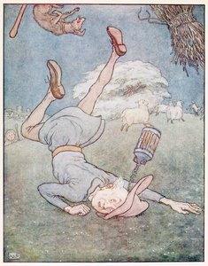 The Man in the Moon Came Tumbling Down, from A Nursery Rhyme Picture Book by Leonard Leslie Brooke