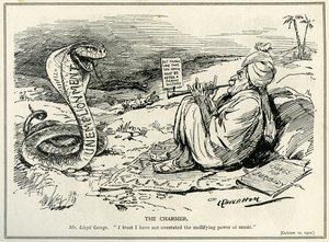 Lloyd George charming the Serpent of Unemployment, 1921