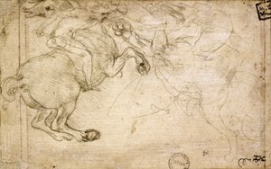 A Horseman in Combat with a Griffin, 16th century by Leonardo da Vinci