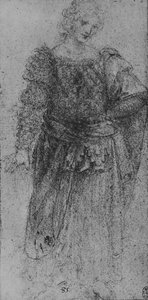 A Woman with a Plaited Bodice and a Cloak over Her Left Arm, c1480
