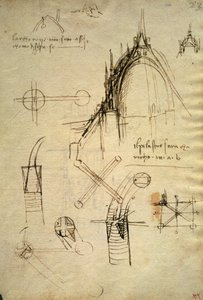 Architectural details and section of cupola of the Duomo in Milan, f41 of the Code Trivulzianus by Leonardo da Vinci