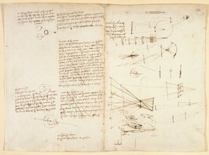 Notes, sketches and a diagram on the properties of the eye, c.1490 by Leonardo da Vinci