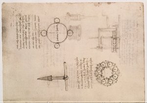 Codex Madrid I f.20, mechanical studies by Leonardo da Vinci