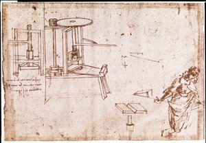 Extract from a Da Vinci Manuscript describing the principle and the construction of a Press Machine for printing