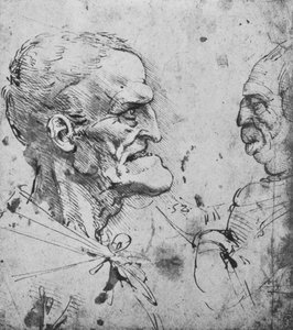 Grotesque Profiles of a Man and Woman Facing, c1480, 1945