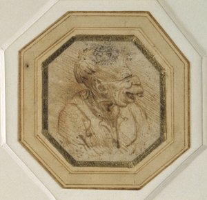 Grotesque head by Leonardo da Vinci
