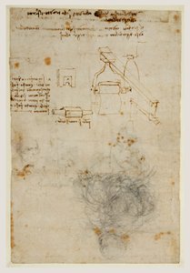Head of an Old Man and Studies of Machinery by Leonardo da Vinci