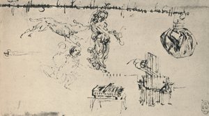 Sheet of Studies with a Young Woman, A Wolf, Etc. by Leonardo da Vinci