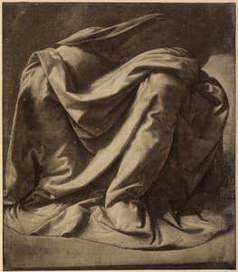 Study for the mantle of the Virgin in the Annunciation (detail) by Leonardo da Vinci