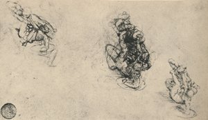 Three Studies of a Man Poniarding a Fallen Foe, c1480 by Leonardo da Vinci