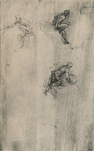 Two Seated Nudes and a Woman Washing, c. 1480 by Leonardo da Vinci