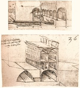 Two plans for canals in a town by Leonardo da Vinci