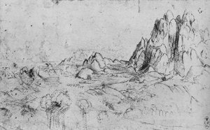 View of a Mountain Range by Leonardo da Vinci