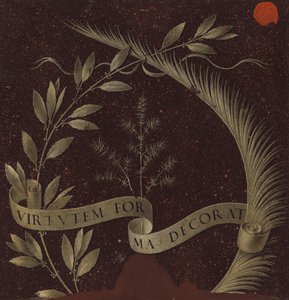 Wreath of Laurel, Palm, and Juniper with a Scroll Inscribed Virtutem Forma Decorat, c.1474-78 by Leonardo da Vinci