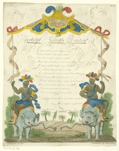 Letter with Black Men on Elephants by Leonardus Schweickhardt