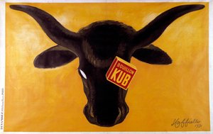Advertising poster for Kub broth with a head of beef. 1931. Illustration by Leonetto Cappiello (1875-1942) Paris, decorative arts