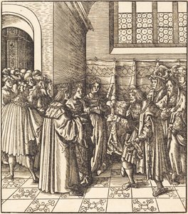 A Legation before a King, near Him Two Women Standing