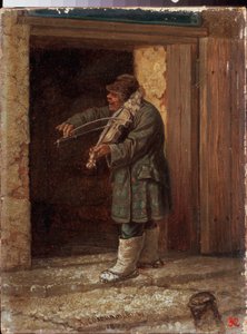 A Musician (A Begging Violinist Playing in Front of a Country Building)