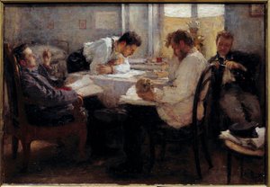 On the eve of the exam Students reviewing the exams by Leonid Osipovic Pasternak