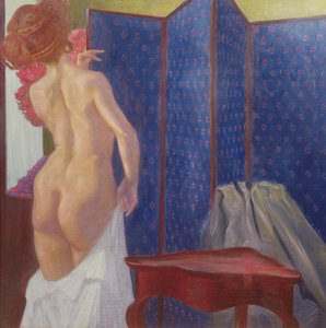 Female Nude by a Screen
