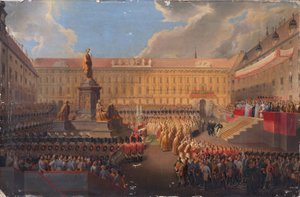 Unveiling of the Monument for Emperor Franz I of Austria on June 19, 1846 at Franzensplatz in Vienna