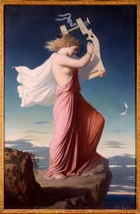 Portrait of the Greek Poet Sappho Playing the Lyre by Leopold Burthe