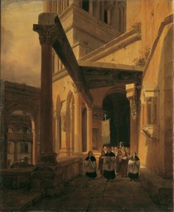 View of a Colonnade in the Temple of Diana at Split by Leopold Ernst