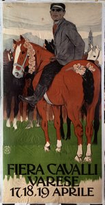 Advertising Poster for Horse Market in Varese, Italy by Leopoldo Metlicovitz
