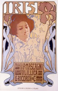 Iris composed by Pietro Mascagni, poster by Leopoldo Metlicovitz, libretto by Luigi Illica, 1898. by Leopoldo Metlicovitz