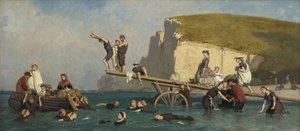 Bathers at Étretat by Lepoittevin
