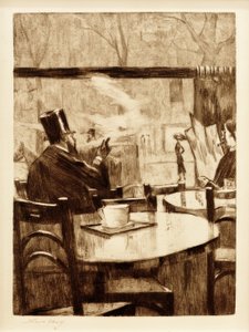 Man with Top Hat in Front of a Café Window - Back View