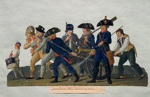 Young men going to practice with the canon (engraving by the brothers Lesueur)