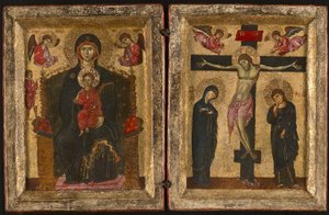 Diptych with the Virgin and Child Enthroned and the Crucifixion by Levantine School