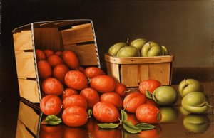 Baskets of Plums by Levi Wells Prentice