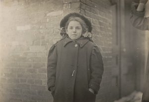 Mery Horn, a hunchback condition aggravated by the heavy load of papers she carried. Hartford, Connecticut, March 1909
