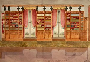 Elevation of the South Side Library, Snelston Hall, Derbyshire by Lewis Nockalls Cottingham