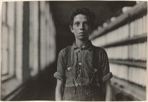 Jo Bodeon, a Back-Roper in Mule Room, Chase Cotton Mill, Burlington, Vermont