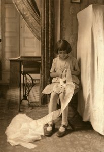 A Young Girl Cutting Lace at Her Home in New York City by Lewis Wickes Hine