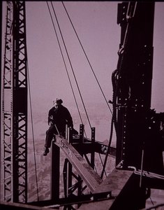 Empire State Building Under Construction, Showing Bolter with Spanner by Lewis Wickes Hine