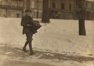 Louis A. Caulfield, Aged 16, on Boston Common Delivering a Heavy Type-Writer