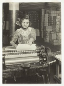 Young Worker in Paper Box Factory by Lewis Wickes Hine