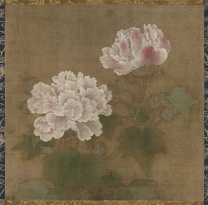 Red hibiscuses Set of two hanging scrolls